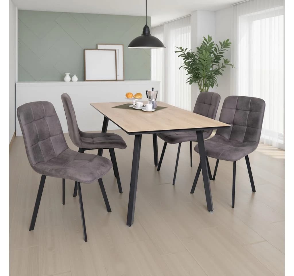 Liadomo Polsterstuhl Lissabon 4er Set Grau Metall Schwarz - Bild 3