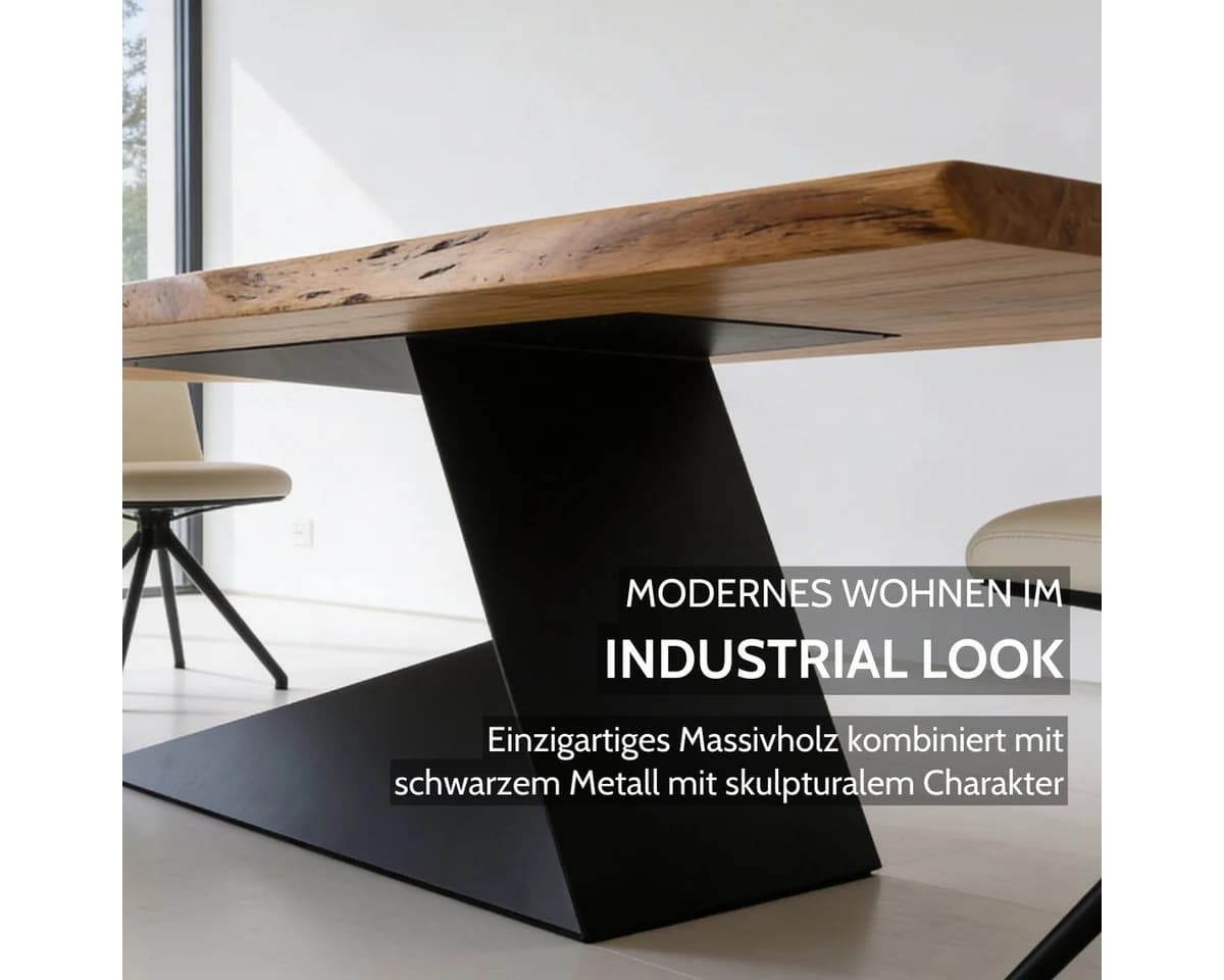 Liadomo Esstisch Garda Massivholz Akazie Industrial Design - Bild 3
