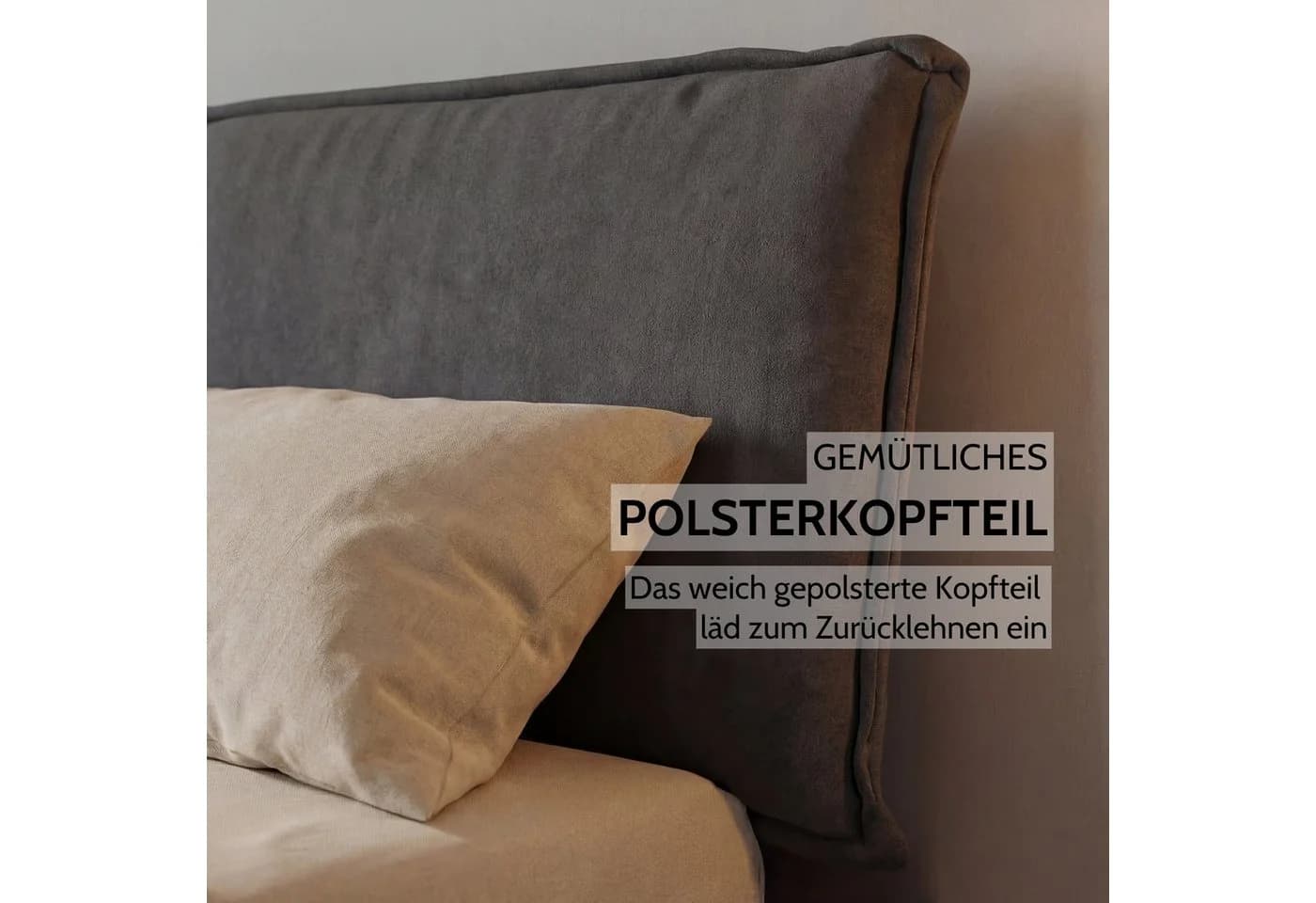 Liadomo Bettgestell Bologna Cozy mit Polsterkopfteil und Metallkufen - Bild 3