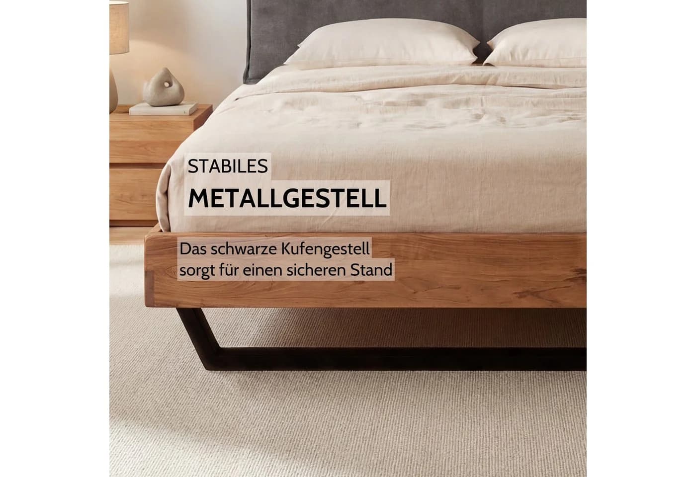 Liadomo Bettgestell Bologna Cozy mit Polsterkopfteil und Metallkufen - Bild 5