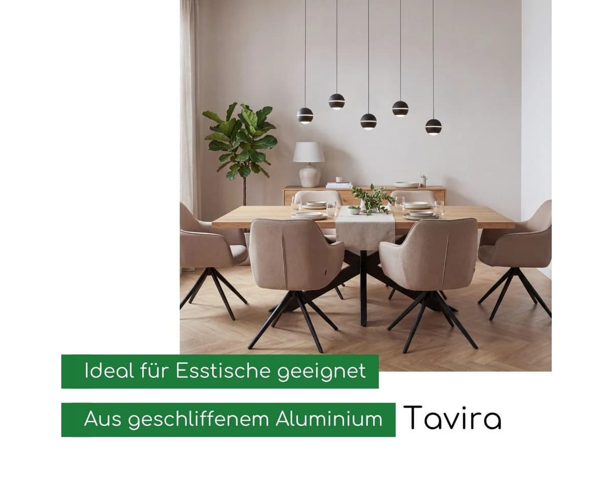 CASA DOMA LED Pendelleuchte Tavira 5-flammig Schwarz dimmbar - Bild 4