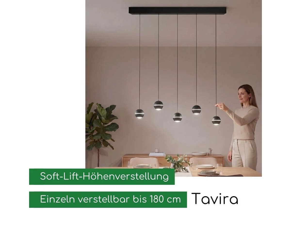 CASA DOMA LED Pendelleuchte Tavira 5-flammig Schwarz dimmbar - Bild 5