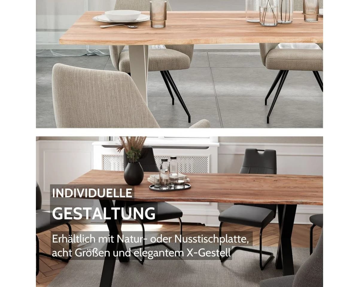 Liadomo Baumkantentisch Maxi Esstisch Massivholz Akazie X-Gestell - Bild 3