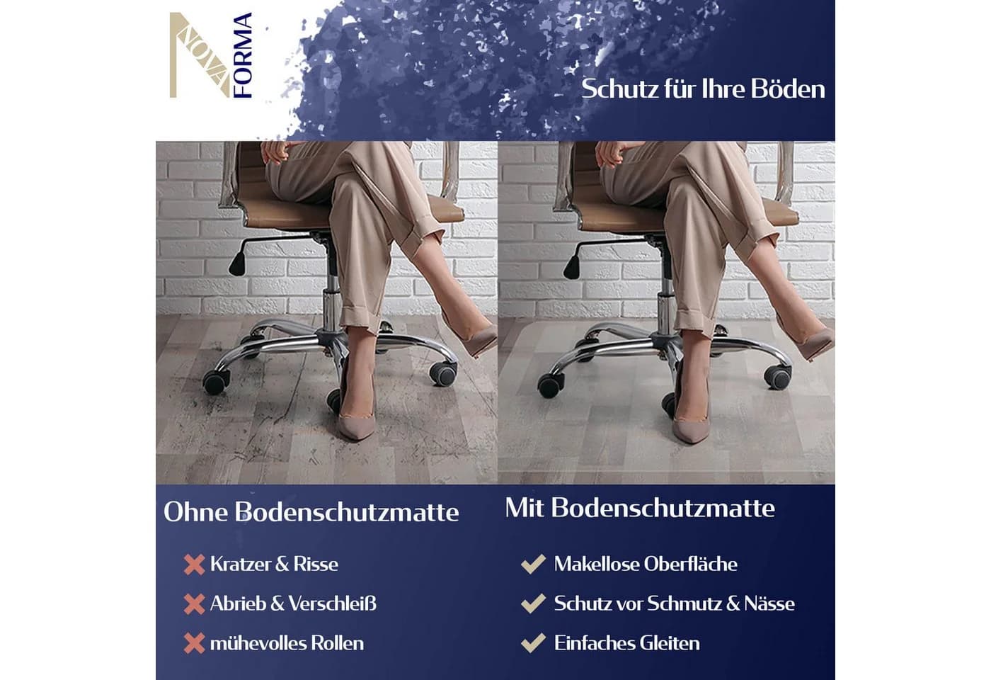 Nova Forma Bodenschutzmatte DURA, transparente Stuhlmatte für Hartböden - Bild 4