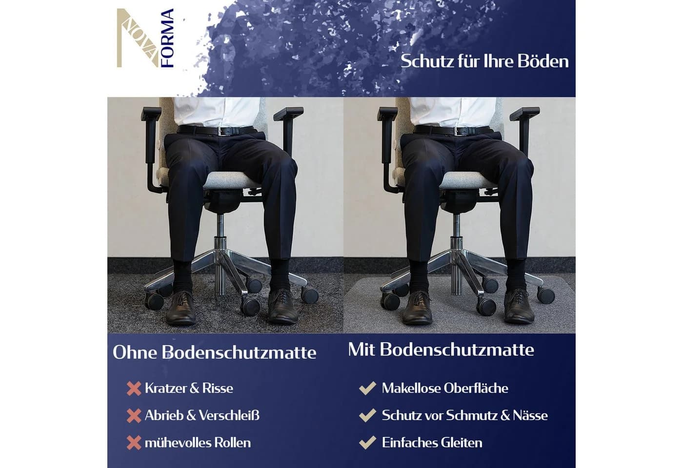 Nova Forma Bodenschutzmatte DURA Transparente Stuhlmatte für Teppichböden - Bild 4