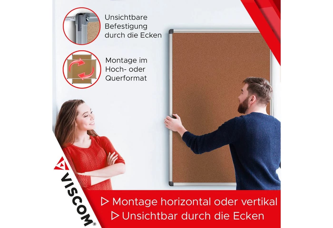 Viscom Pinnwand CORKY Kork-Oberfläche Aluminiumrahmen Selbstheilend - Bild 3