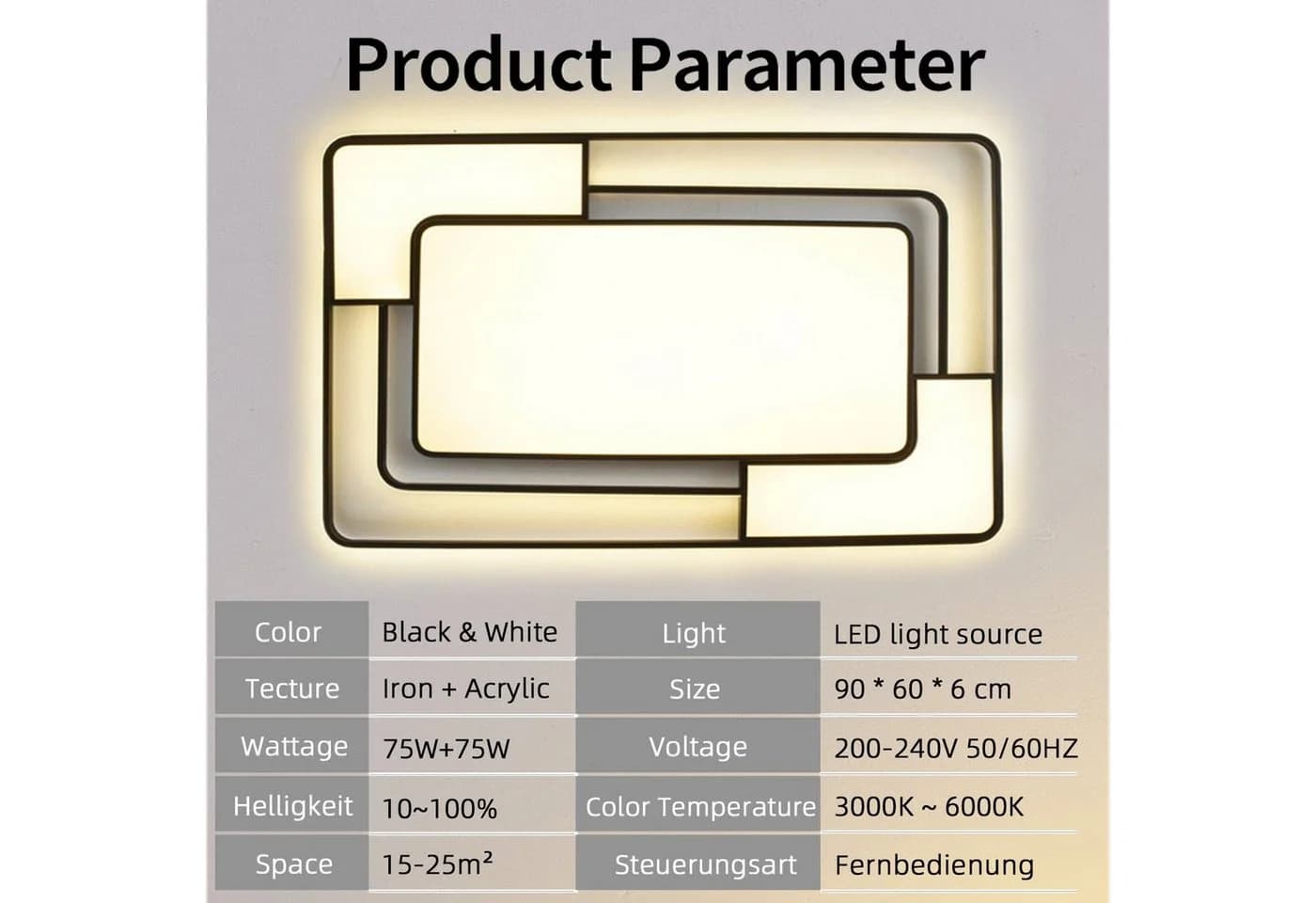 style home LED Deckenleuchte dimmbar mit Fernbedienung Schwarz - Bild 5