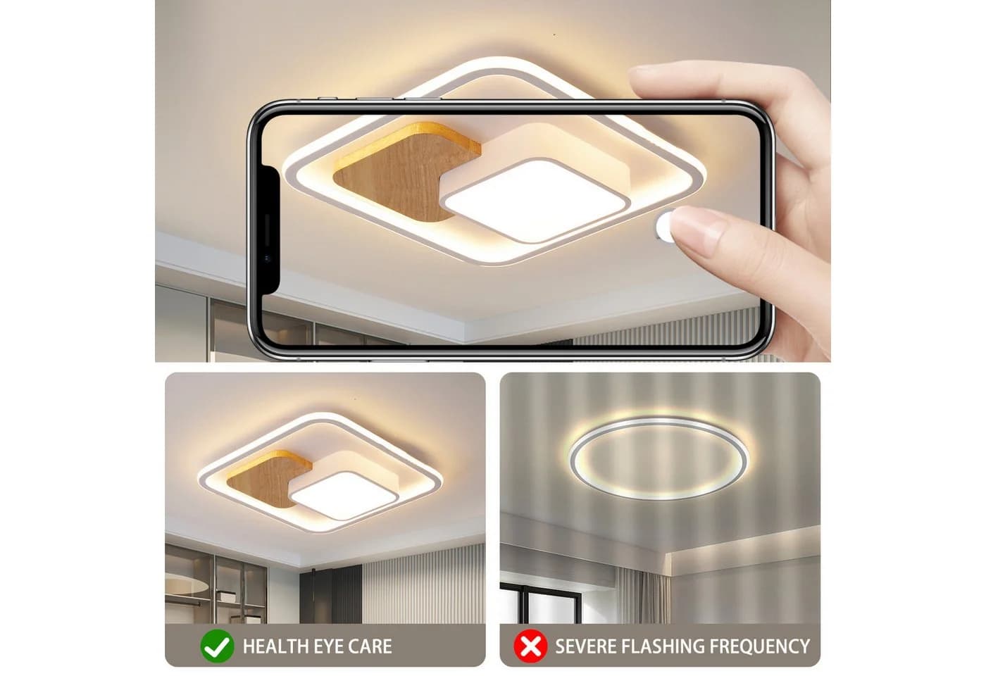 style home LED Deckenleuchte Dimmbar Fernbedienung Holz Acryl - Bild 3