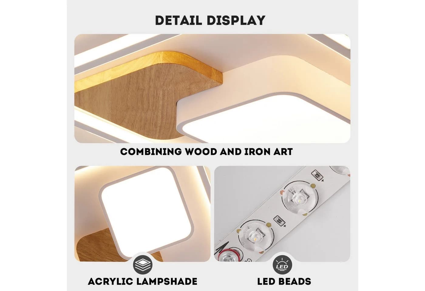style home LED Deckenleuchte Dimmbar Fernbedienung Holz Acryl - Bild 5