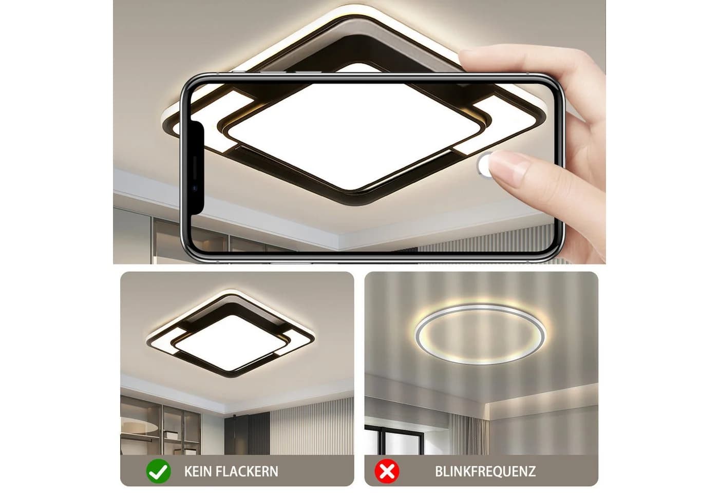 style home LED Deckenleuchte Dimmbar Schwarz Fernbedienung - Bild 3