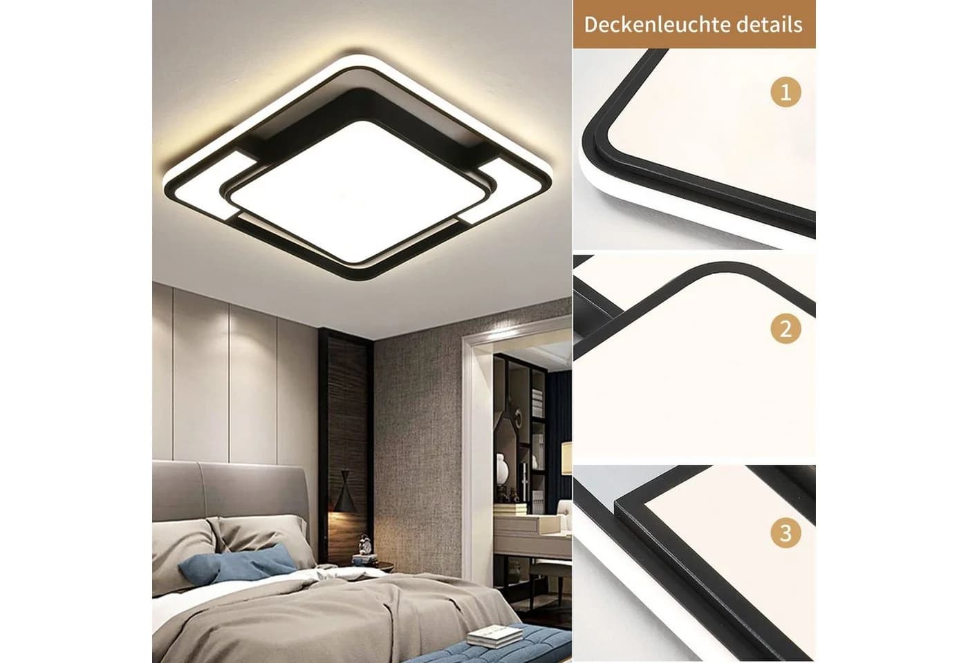 style home LED Deckenleuchte Dimmbar Schwarz Fernbedienung - Bild 5