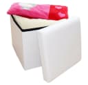 style home Sitzhocker faltbar mit Stauraum Weiß Kunstleder Bild 1