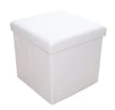 style home Sitzhocker faltbar mit Stauraum Weiß Kunstleder Bild 2