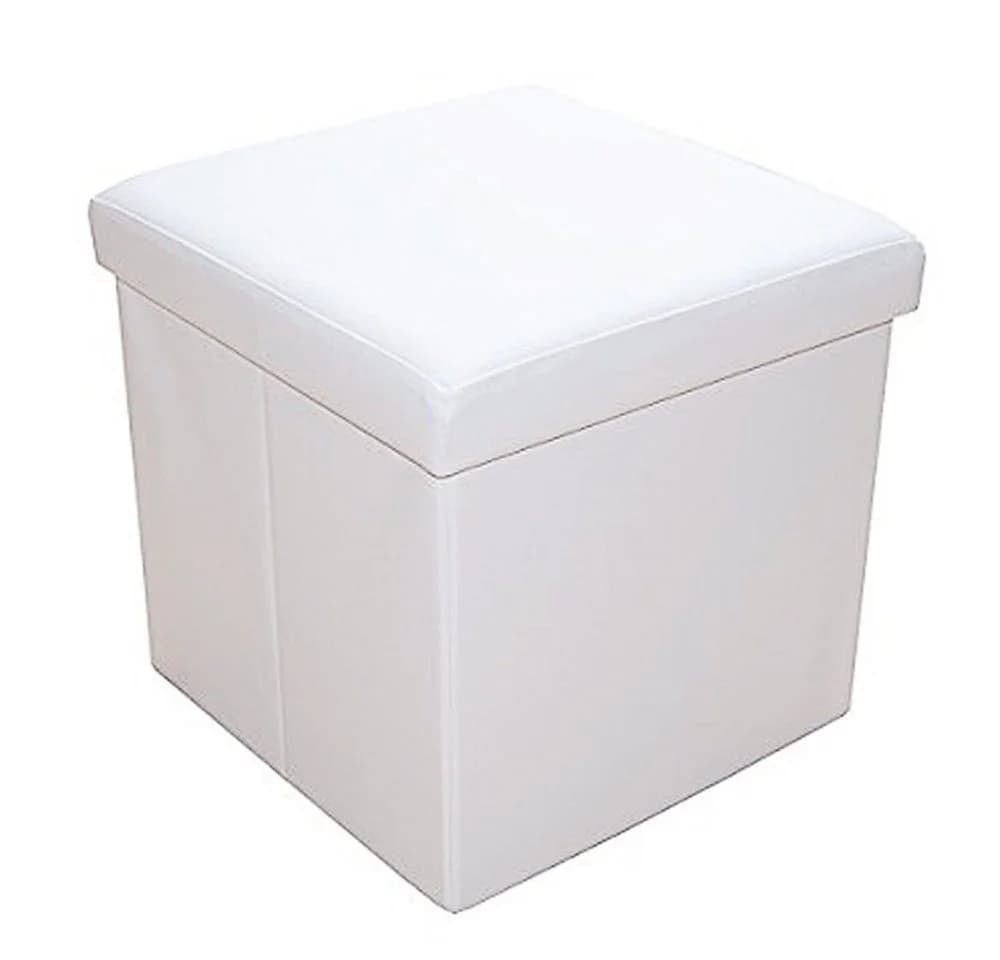 style home Sitzhocker faltbar mit Stauraum Weiß Kunstleder - Bild 2