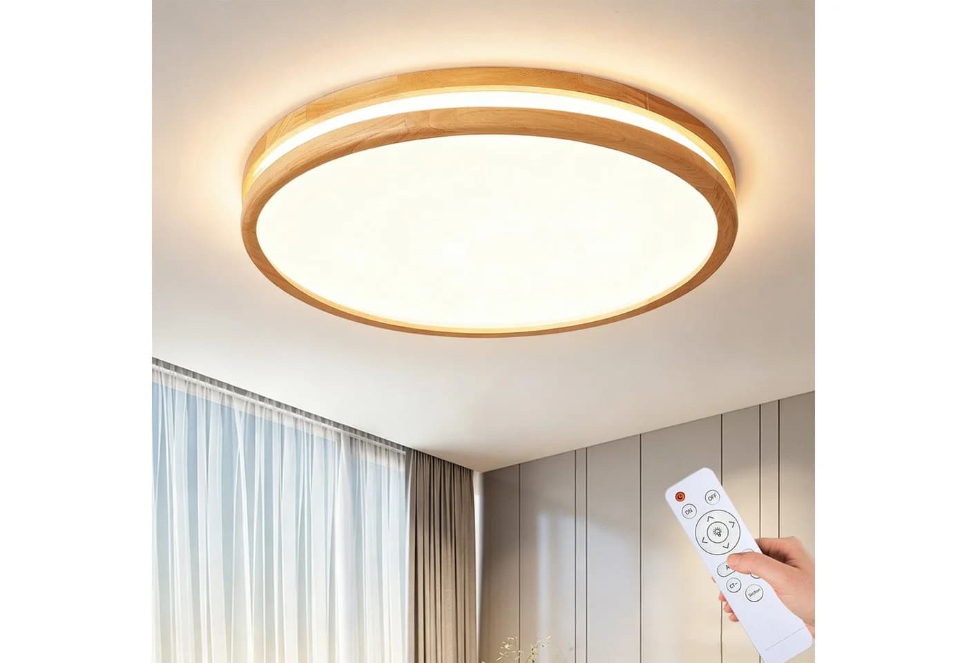 style home Deckenleuchte Holz LED dimmbar mit Fernbedienung 96W - Bild 2
