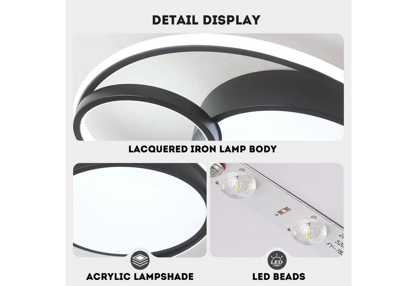 style home LED Deckenleuchte Dimmbar Schwarz mit Fernbedienung - Bild 4