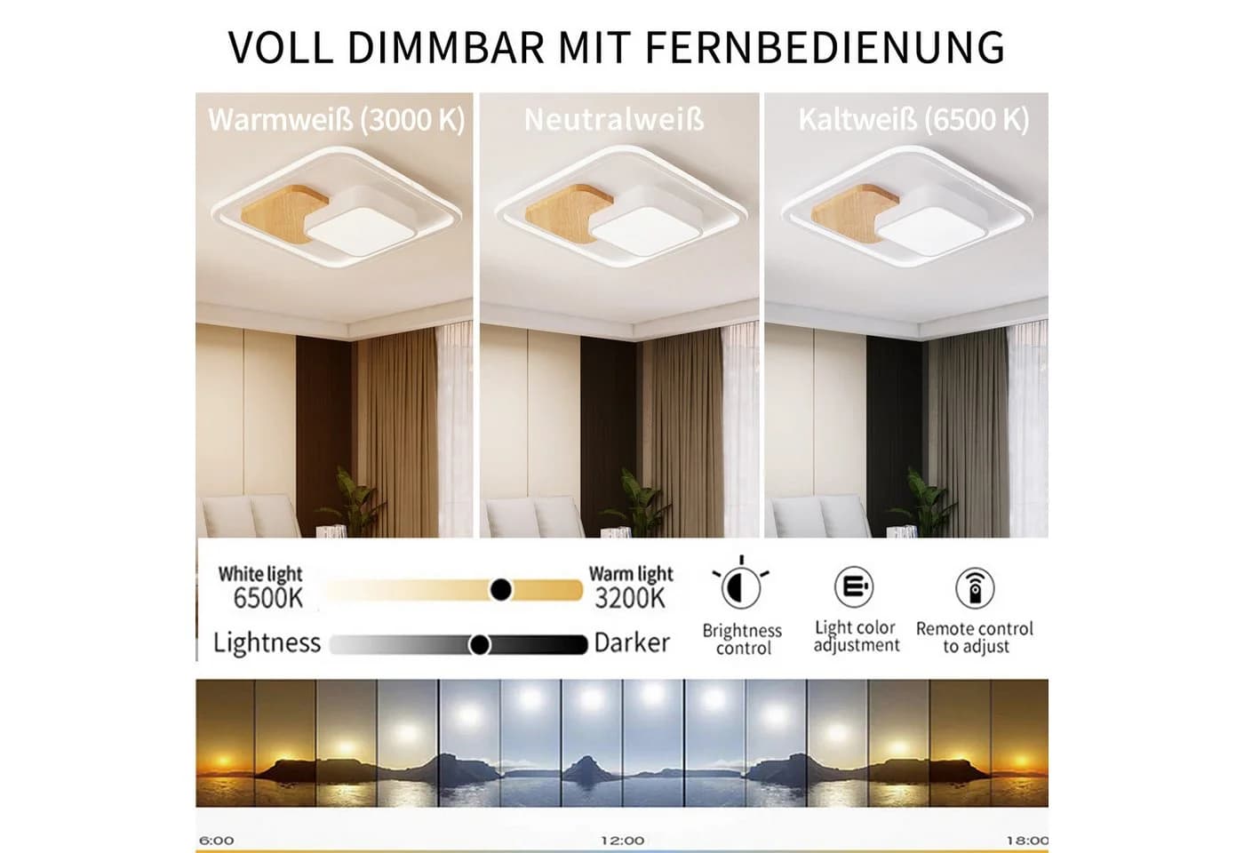style home LED Deckenleuchte 93W dimmbar Metall Holz - Bild 5