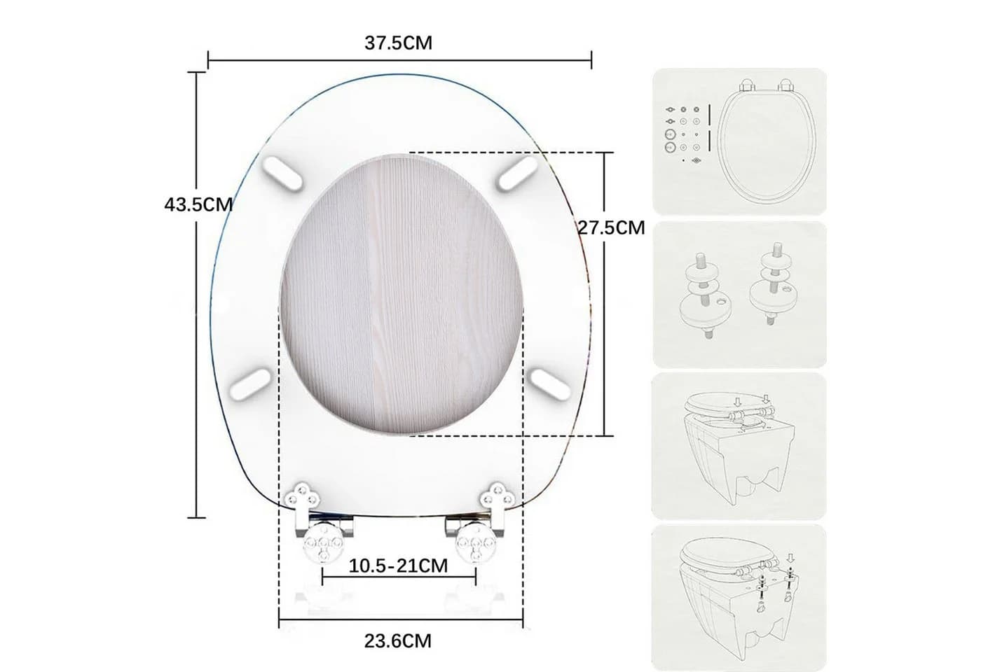 style home WC-Sitz Oval mit Softclose und Holzkern Weiss - Bild 4