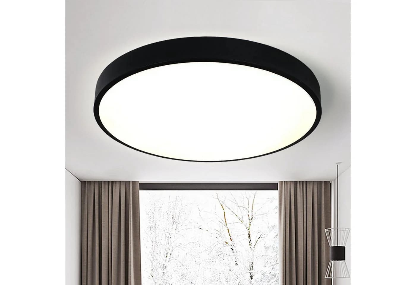 style home Deckenleuchte LED Flach Rund 24W Warmweiß Schwarz - Bild 2
