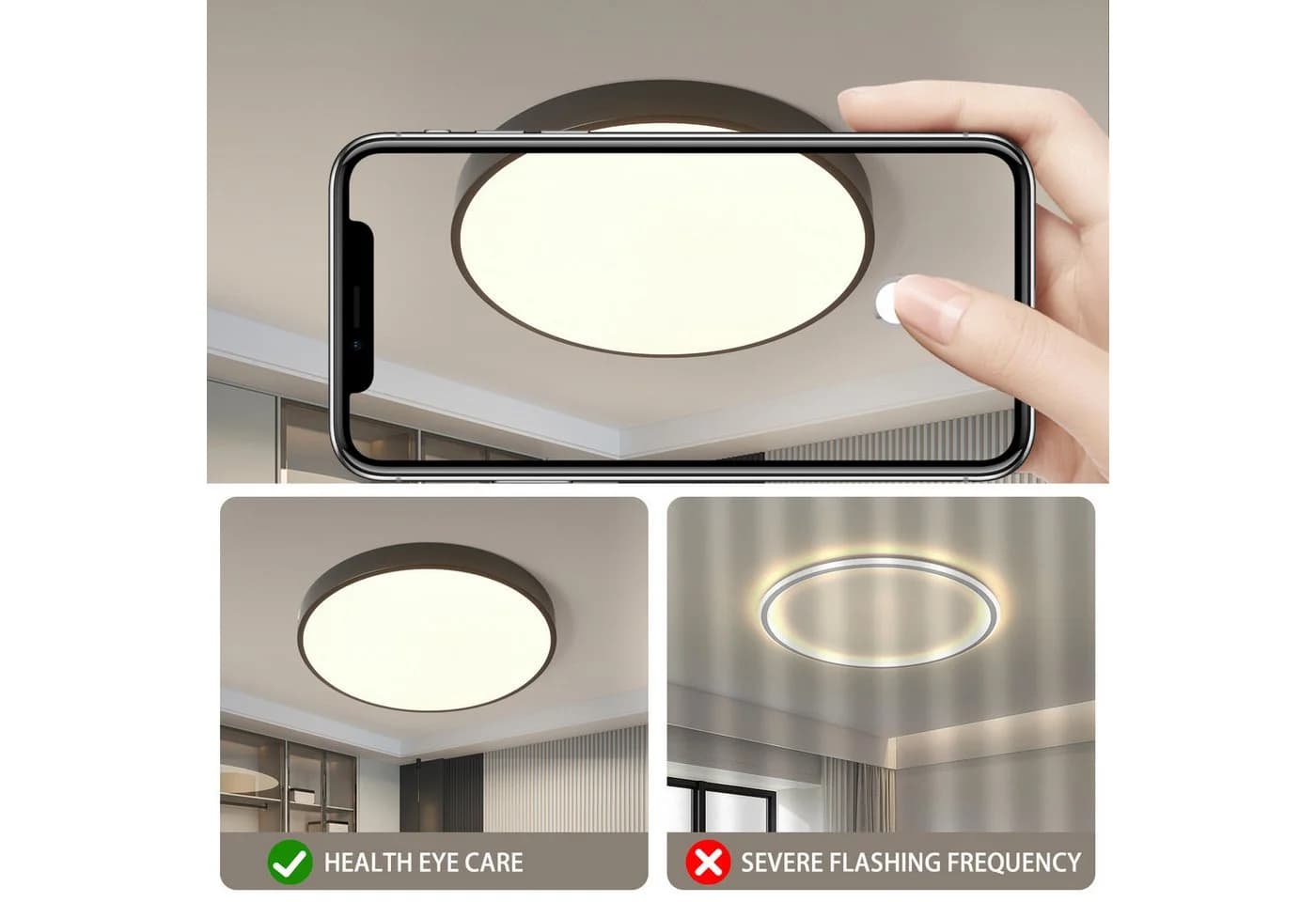 style home Deckenleuchte LED Flach Rund 24W Warmweiß Schwarz - Bild 3