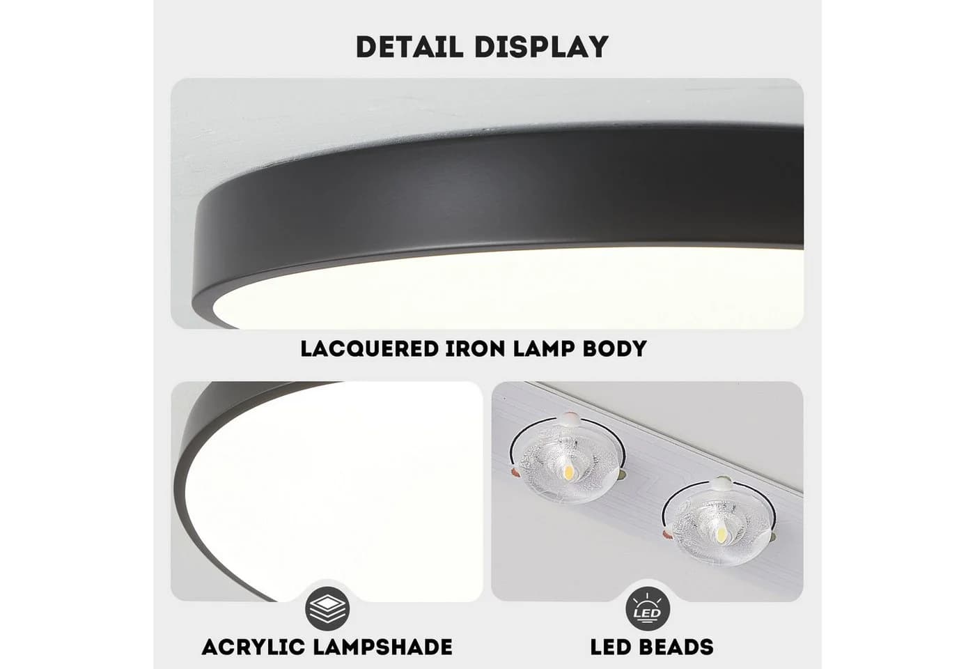 style home Deckenleuchte LED Flach Rund 24W Warmweiß Schwarz - Bild 4
