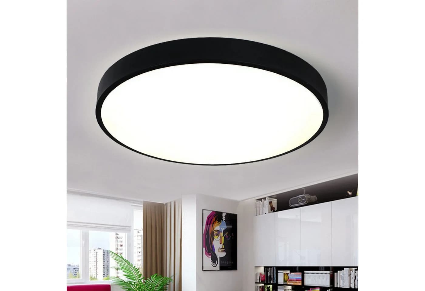 style home LED Deckenleuchte Flach Rund Schwarz 50cm - Bild 2