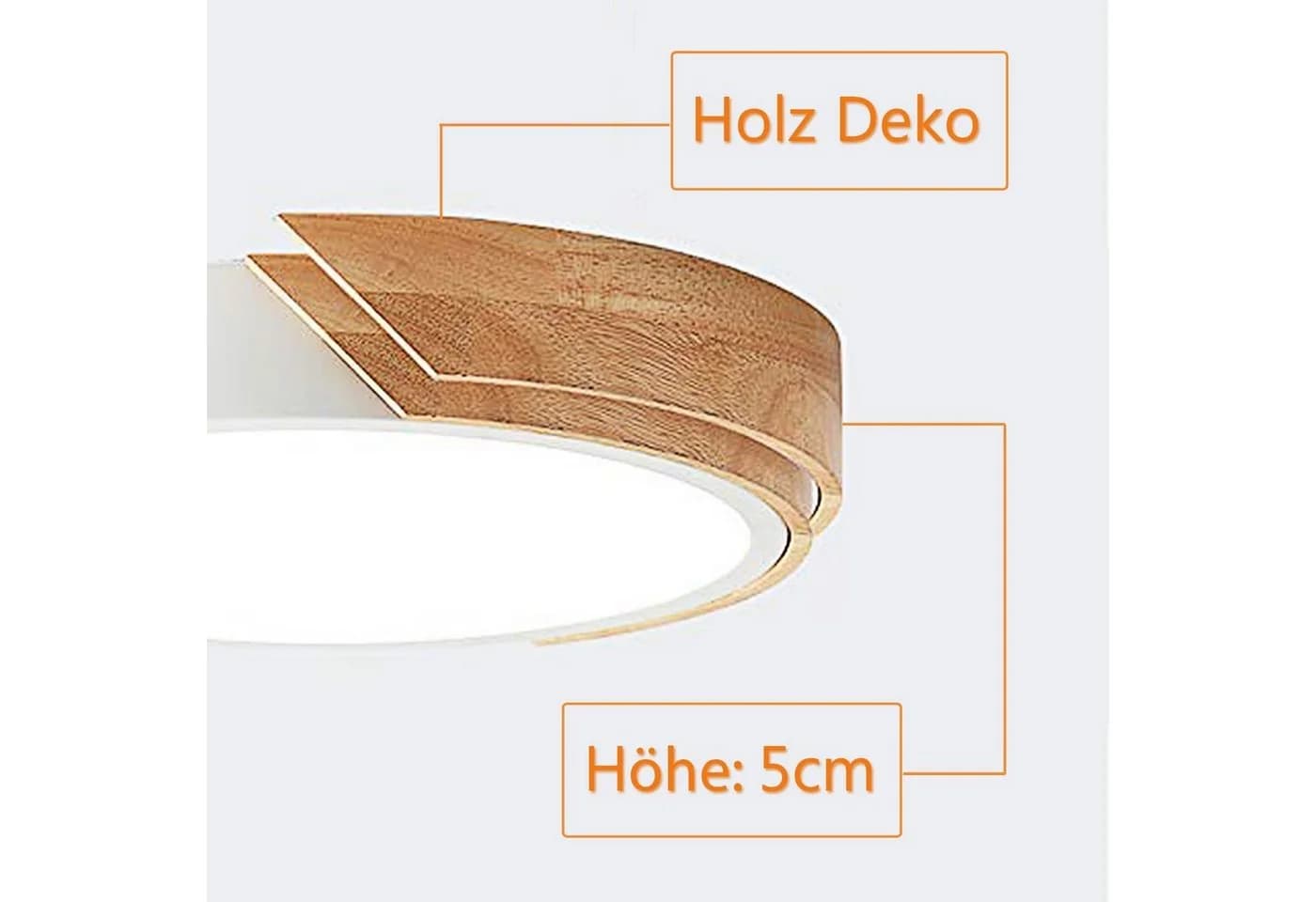 style home Deckenleuchte Runde LED Deckenlampe dimmbar mit Fernbedienung, Warmweiß bis Kaltweiß, 3000K-6000K, 36W Holz Lampe für Wohnzimmer Büro Schlafzimmer - Bild 4