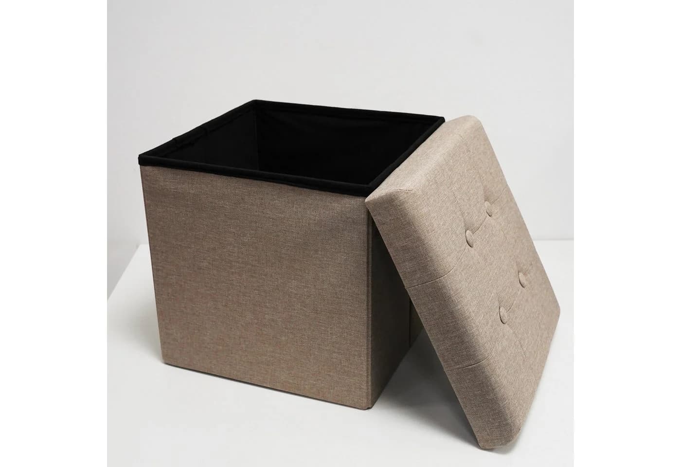 style home Sitzhocker mit Stauraum faltbar Leinen beige