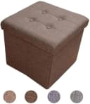 style home Sitzhocker mit Stauraum faltbar Leinen Braun Bild 2