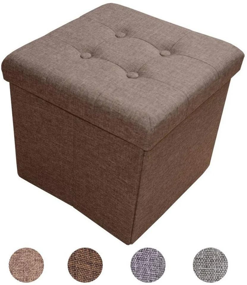 style home Sitzhocker mit Stauraum faltbar Leinen Braun - Bild 2