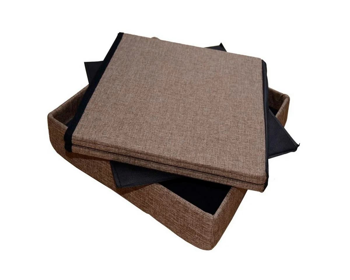 style home Sitzhocker mit Stauraum faltbar Leinen Braun - Bild 4