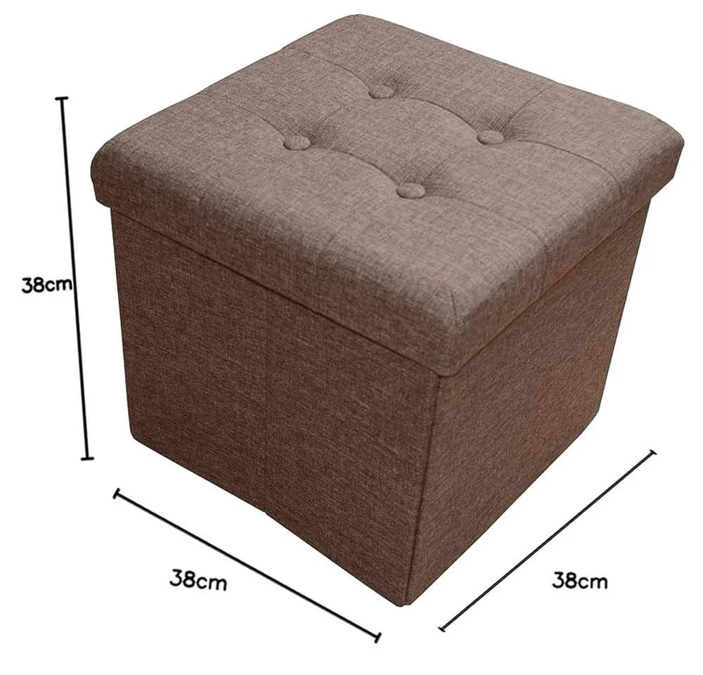 style home Sitzhocker mit Stauraum faltbar Leinen Braun - Bild 5