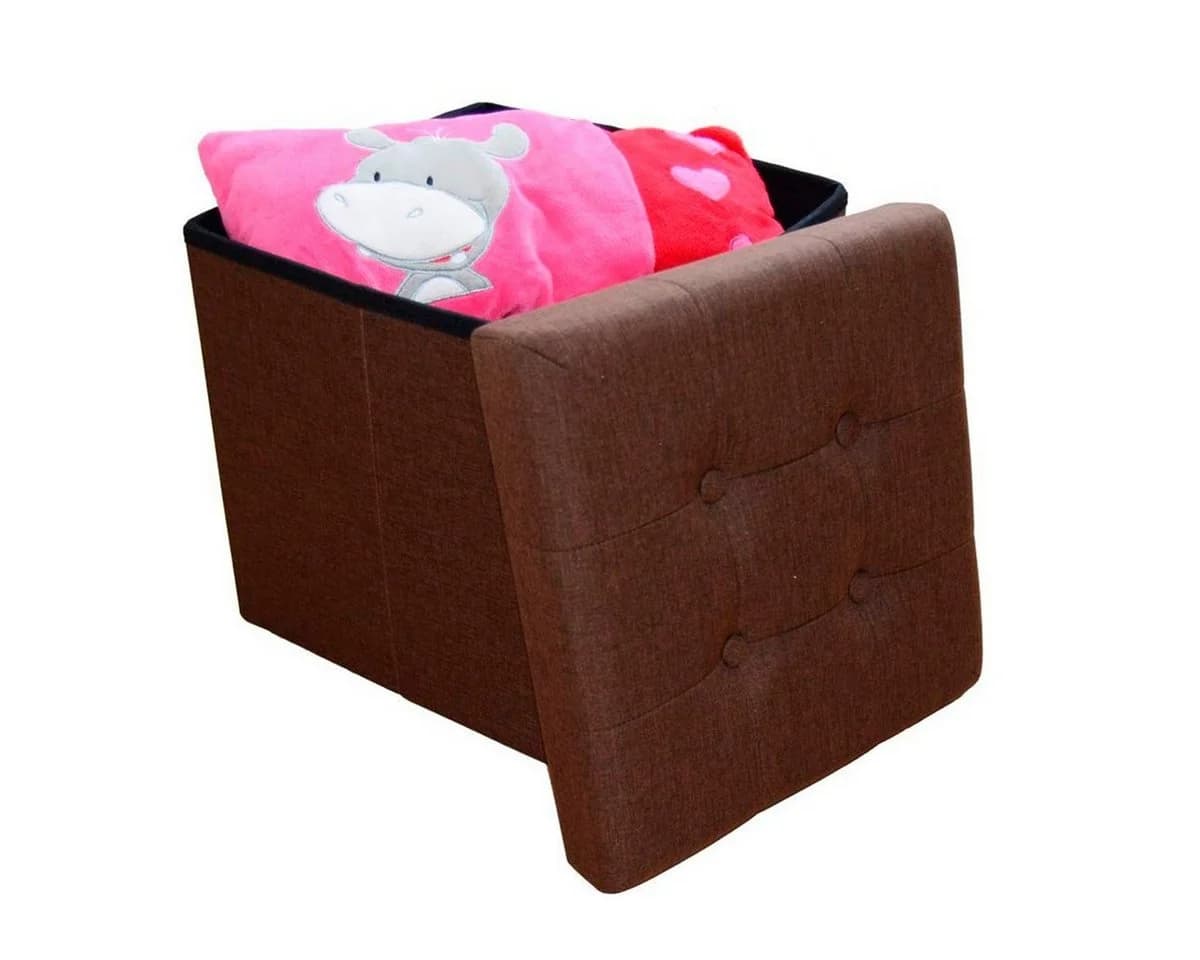 style home Sitzhocker mit Stauraum faltbar Leinen Dunkelbraun - Bild 3