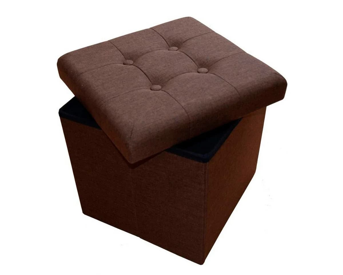 style home Sitzhocker mit Stauraum faltbar Leinen Dunkelbraun - Bild 4