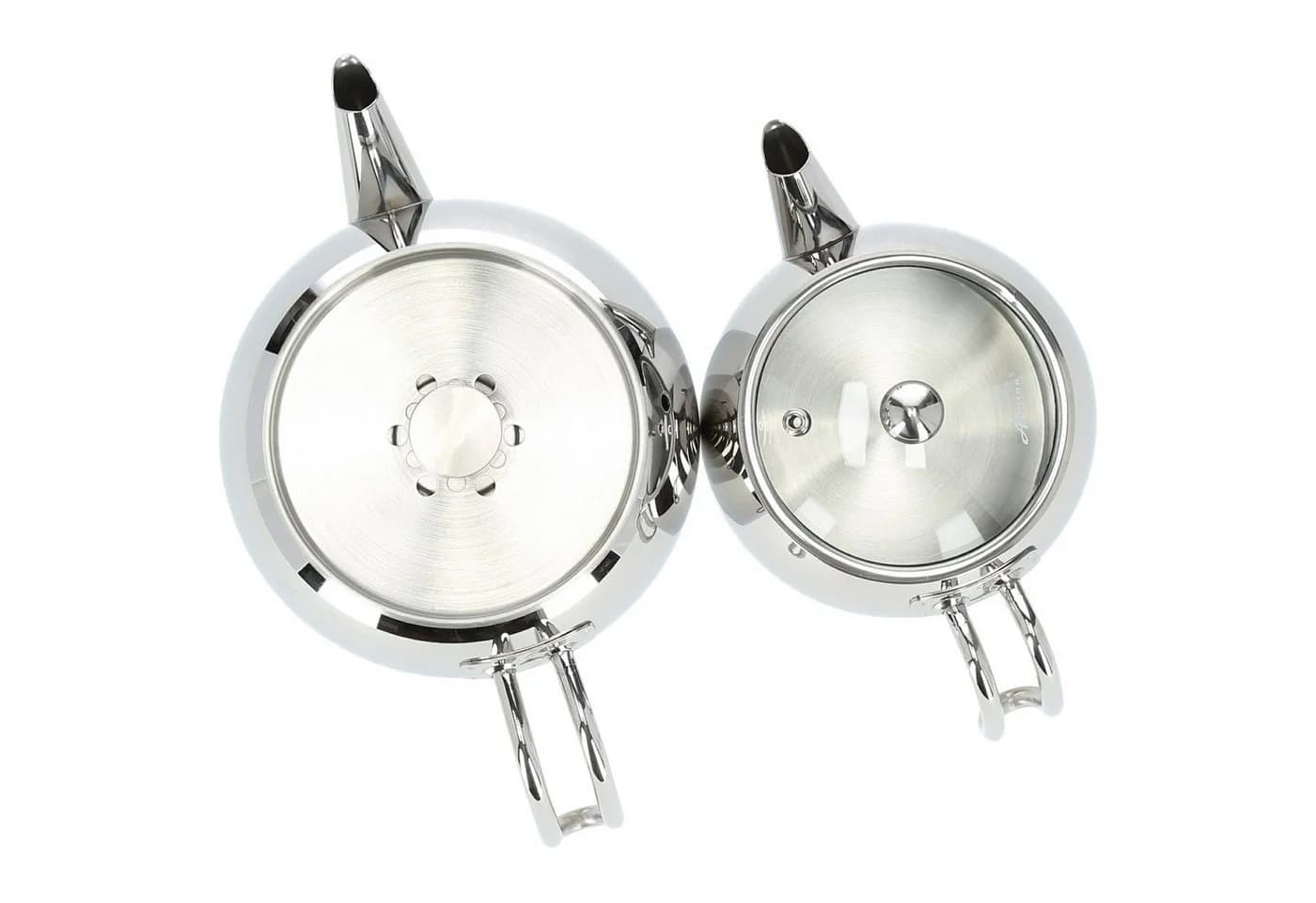 Almina Teekessel-Set Edelstahl 18/10 mit Glasdeckel, Silber