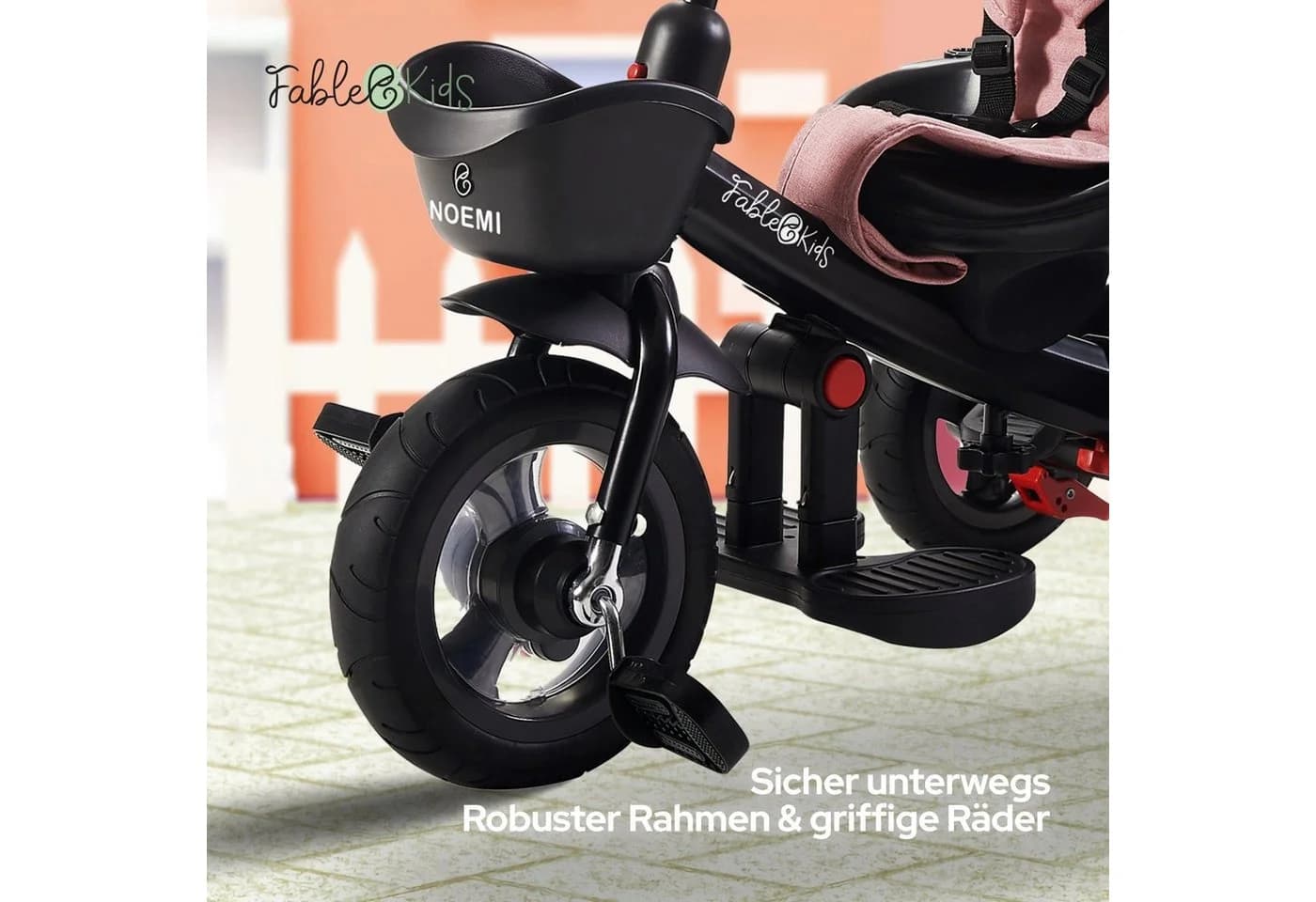 FableKids Kinderdreirad 5in1 Noemi Pink Höhenverstellbare Schubstange - Bild 5