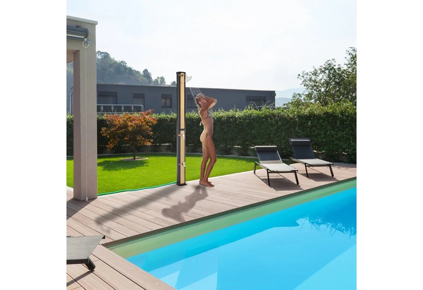 Arebos Solardusche 35L mit Thermometer & Fußdusche Gold
