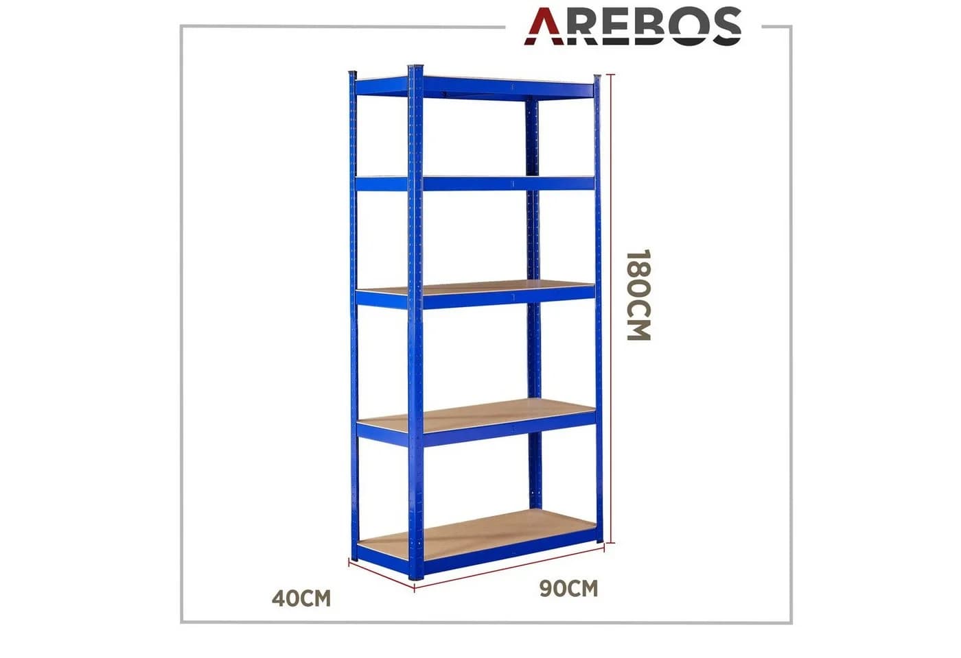 Arebos Schwerlastregal Blau 5 Böden Steckregal Werkbank - Bild 4