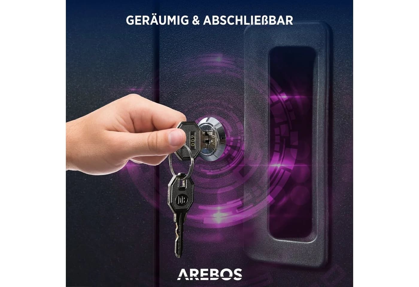 AREBOS Aktenschrank Schwarz Stahl mit höhenverstellbaren Böden - Bild 3