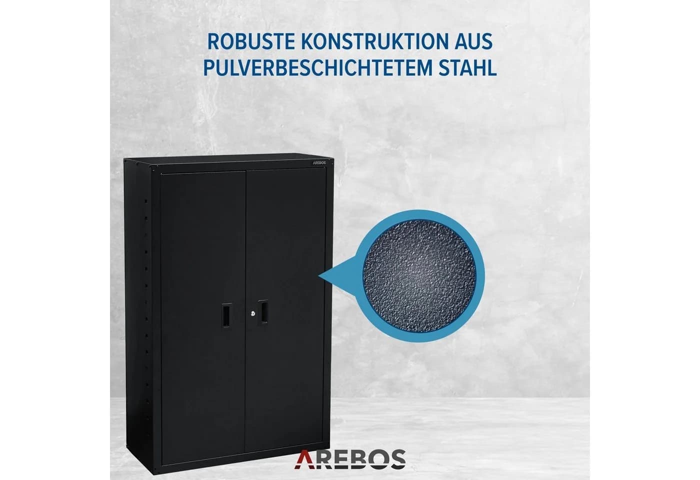 AREBOS Aktenschrank Schwarz Stahl mit höhenverstellbaren Böden - Bild 5
