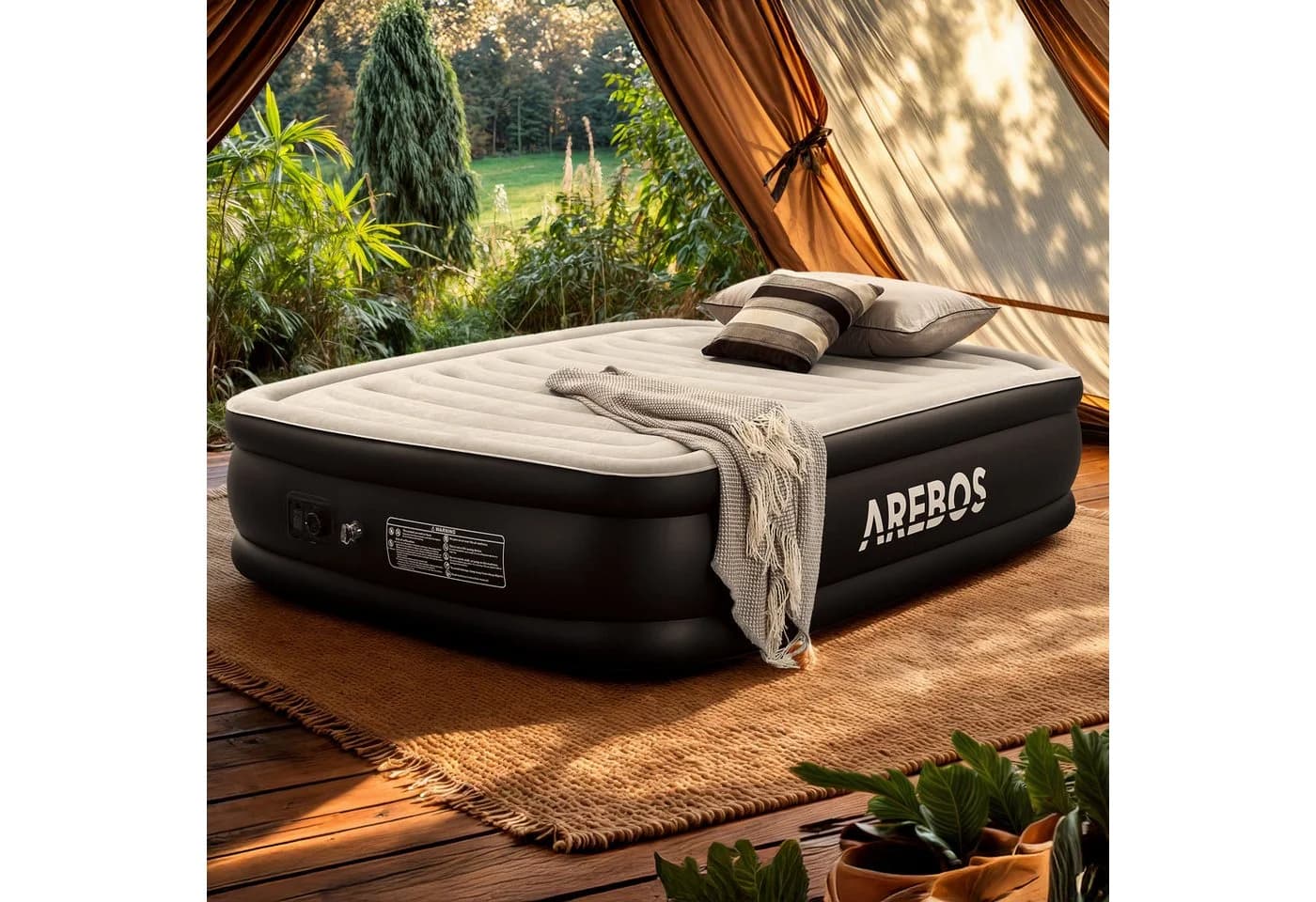 Arebos Luftbett mit integrierter Pumpe Grau Anthrazit