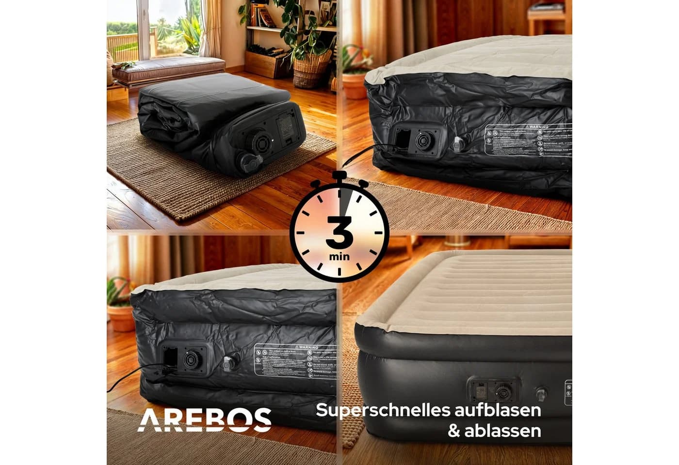 Arebos Luftbett mit integrierter Pumpe Grau Anthrazit - Bild 4
