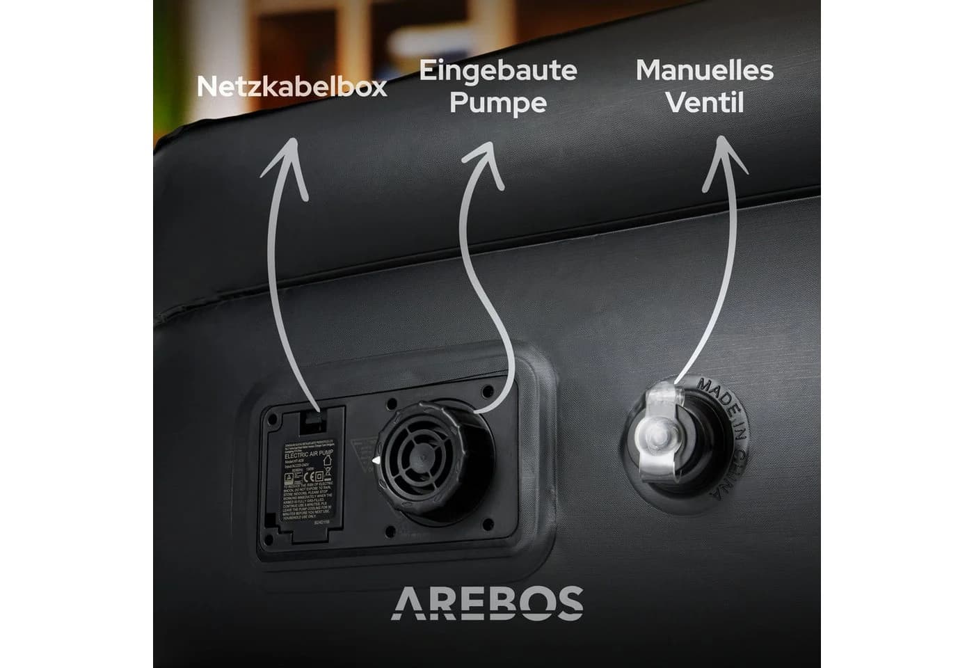 Arebos Luftbett mit integrierter Pumpe Grau Anthrazit - Bild 5