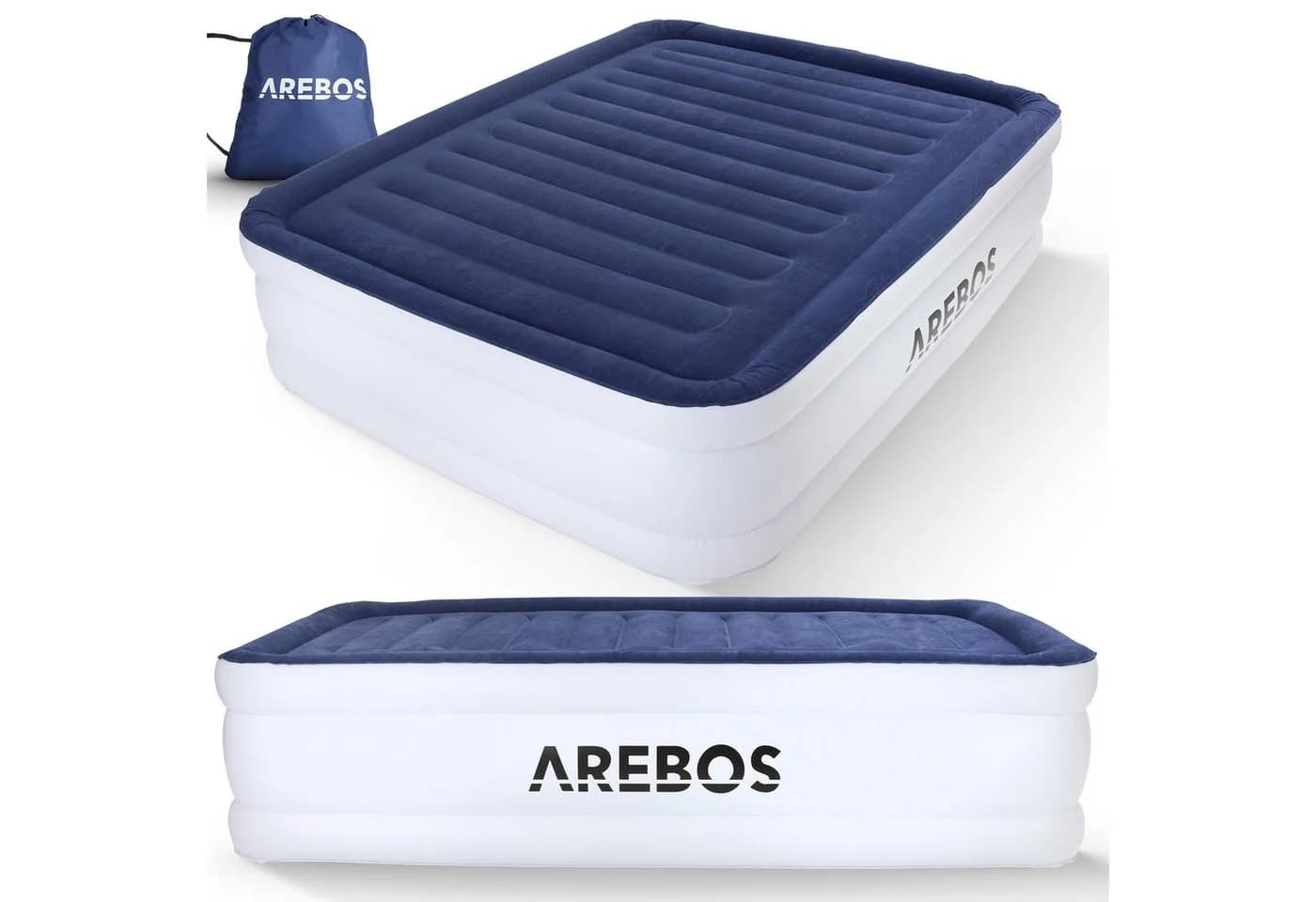 AREBOS Luftbett mit elektrischer Pumpe Blau/Weiß - Bild 2