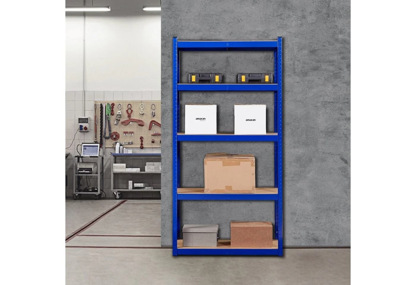 AREBOS Schwerlastregal 180x90x40 cm Blau 5 Böden 875 kg Traglast