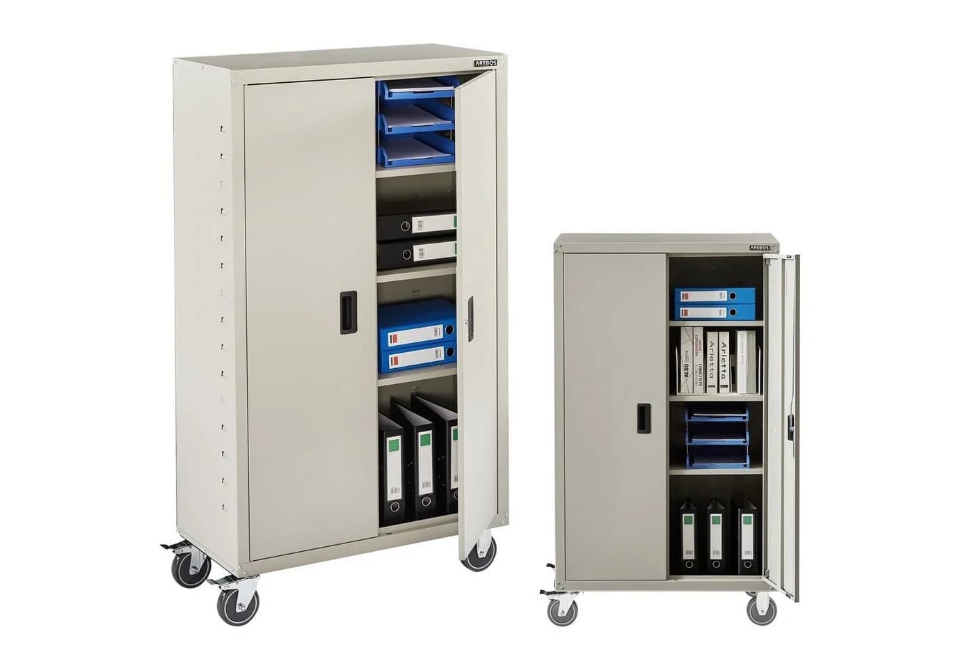 AREBOS Aktenschrank Grau mit Rollen & Schloss - Bild 2
