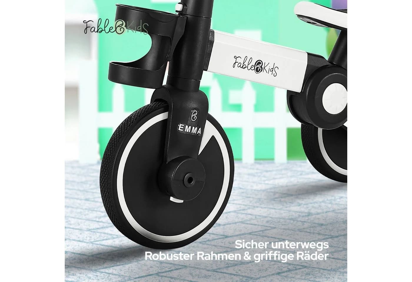 FableKids Kinderdreirad EMMA 7in1 Weiss mit Schubstange - Bild 5