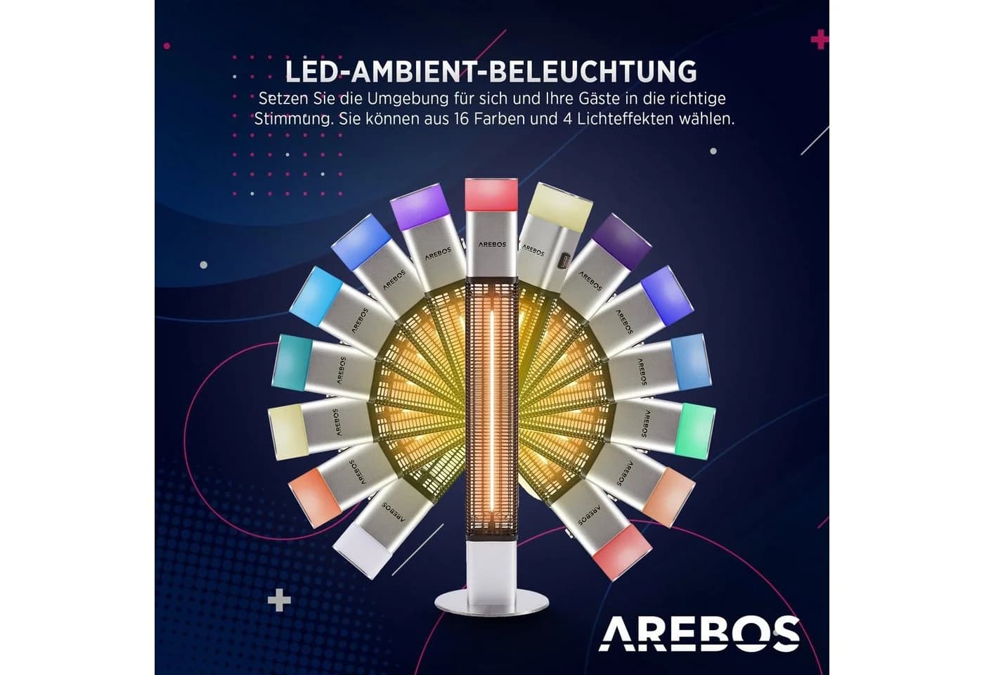 Arebos Heizstrahler 1500W mit LED & Fernbedienung - Bild 3
