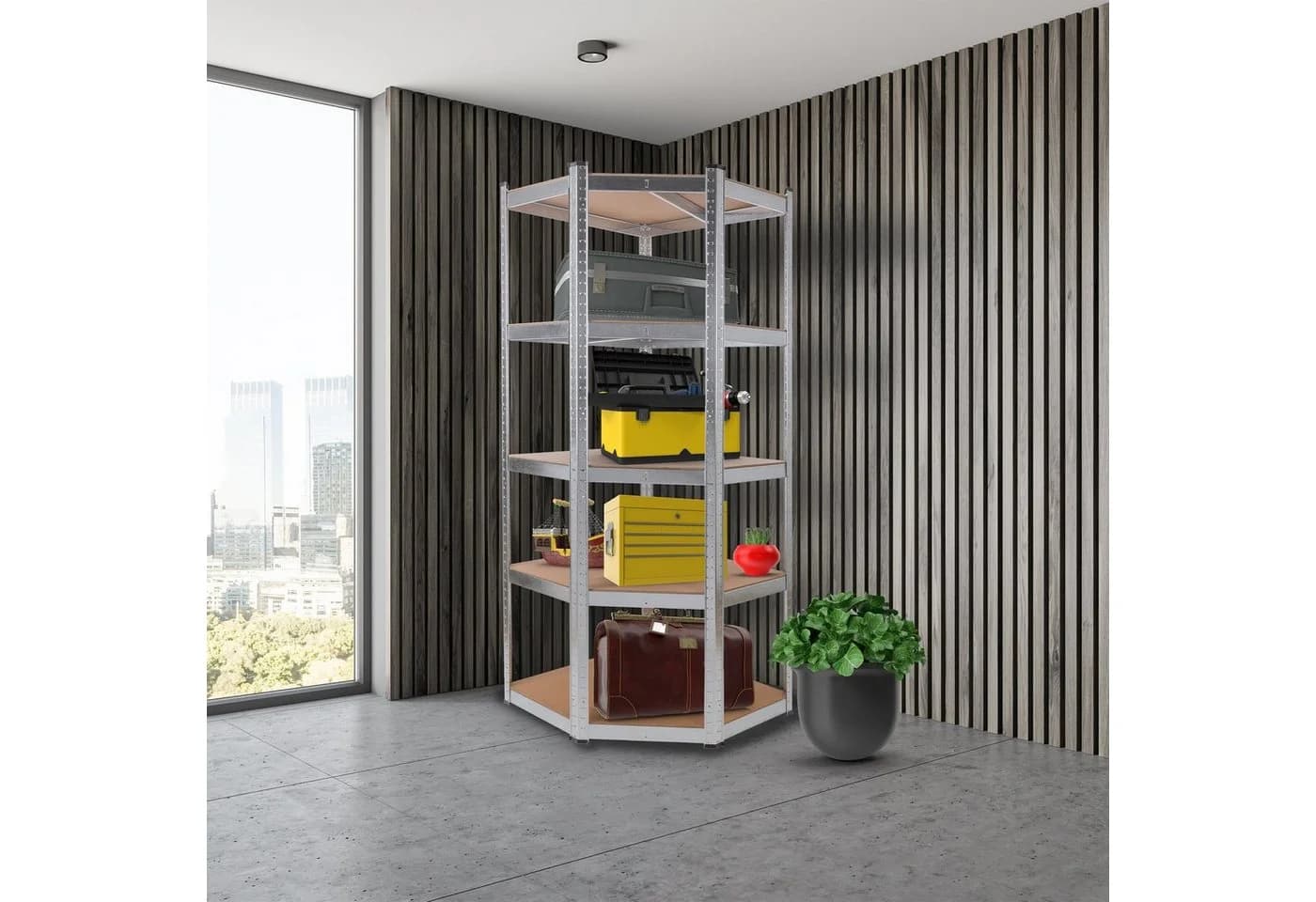 AREBOS Eckregal Schwerlast 180x70x70 cm silber