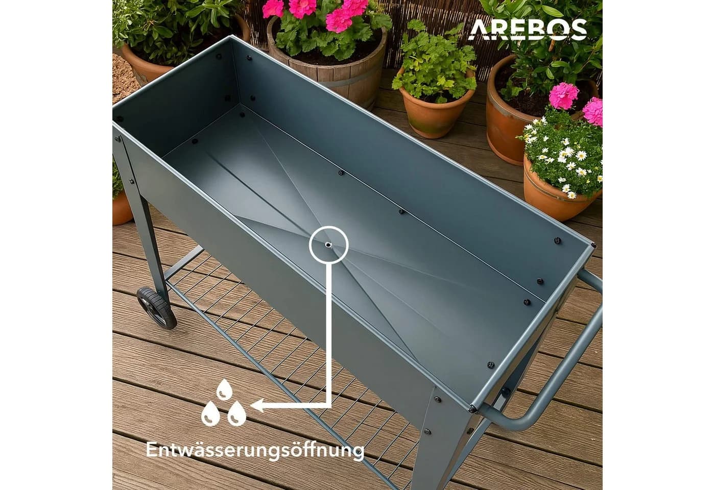 Arebos Hochbeet Metall Gemüsebeet Pflanzkasten Stahl 80 kg Fassungsvermögen 75 L - Bild 4